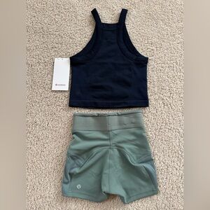Lululemon Navy Blue Crop Top and Shorts